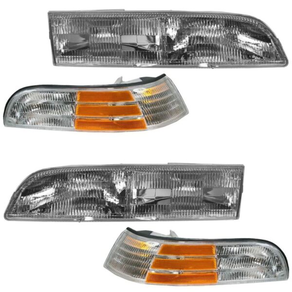 Headlight Headlamp Corner Light Lamp Kit Set of 4 for 92-97 Crown Victoria LX