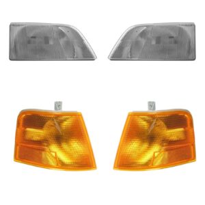Headlight & Marker Light Lamp LH & RH Side Kit Set of 4 for Volvo VNL VNM Truck