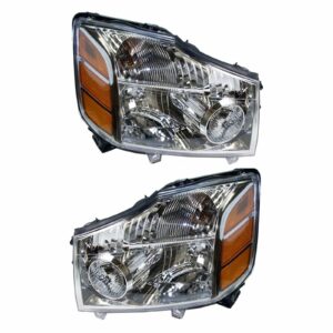 Headlights Headlamps Front Pair Set for 04-07 Nissan Armada Titan Pickup Truck