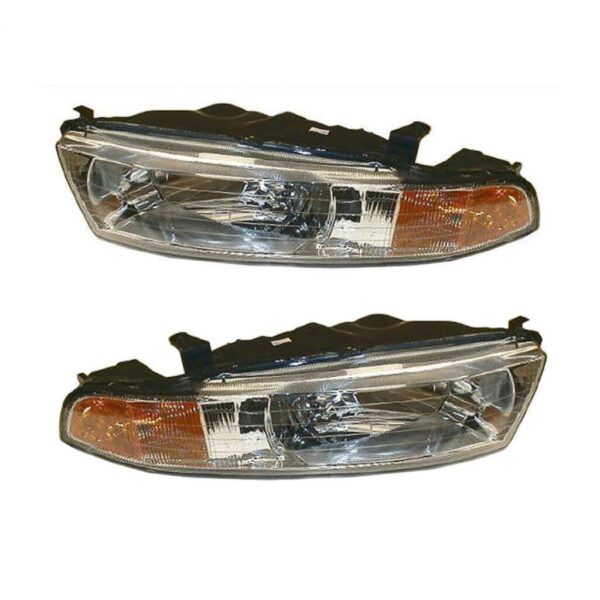 Composite Headlights Headlamps Combo Pair Set for 99-01 Mitsubishi Galant