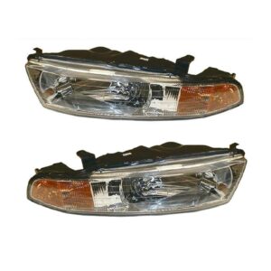 Composite Headlights Headlamps Combo Pair Set for 99-01 Mitsubishi Galant