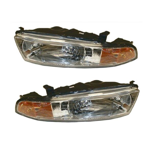 Composite Headlights Headlamps Combo Pair Set for 99-01 Mitsubishi Galant