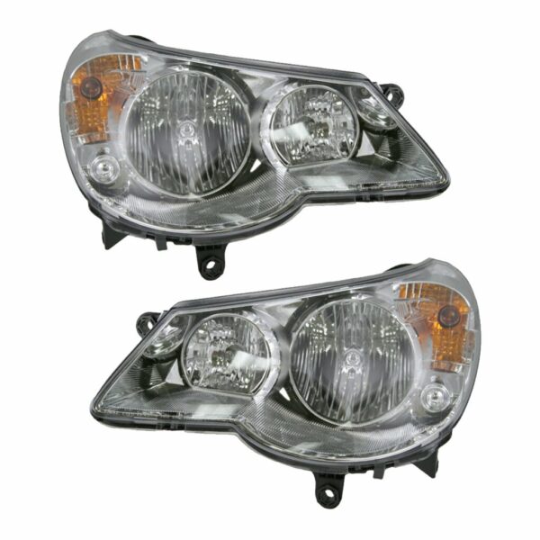 Headlights Headlamps Left & Right Pair Set for 07-10 Chrysler Sebring