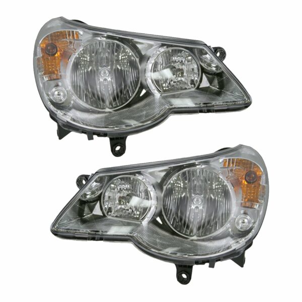 Headlights Headlamps Left & Right Pair Set for 07-10 Chrysler Sebring