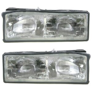 Front Headlights Headlamps Lights Lamps LH & RH Pair Set for 87-90 Chevy Caprice