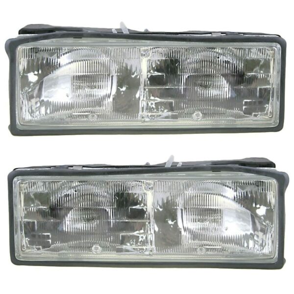 Front Headlights Headlamps Lights Lamps LH & RH Pair Set for 87-90 Chevy Caprice