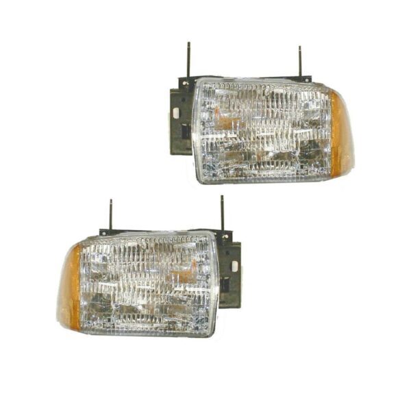 Headlights Headlamps Left LH & Right RH Pair Set for 95-97 Chevy Blazer S10