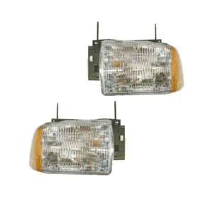Headlights Headlamps Left LH & Right RH Pair Set for 95-97 Chevy Blazer S10