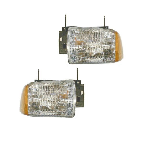 Headlights Headlamps Left LH & Right RH Pair Set for 95-97 Chevy Blazer S10