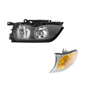 Headlight and Corner Light with Chrome Trim LH Driver for BMW 320i 325i 330i
