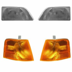 Headlight & Marker Light Lamp LH & RH Side Kit Set of 4 for Volvo VNL VNM Truck