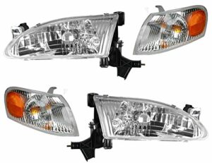 Headlights Headlamps & Corner Parking Lights Kit Set for 98-00 Toyota Corolla