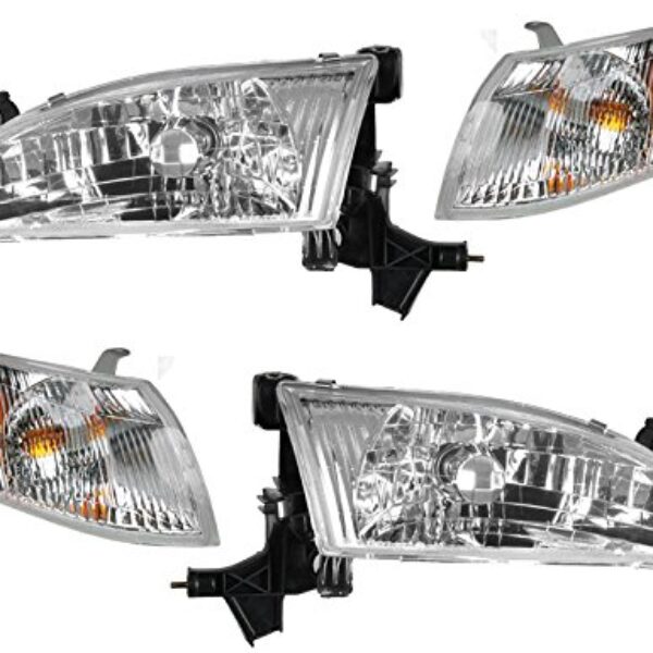 Headlights Headlamps & Corner Parking Lights Kit Set for 98-00 Toyota Corolla
