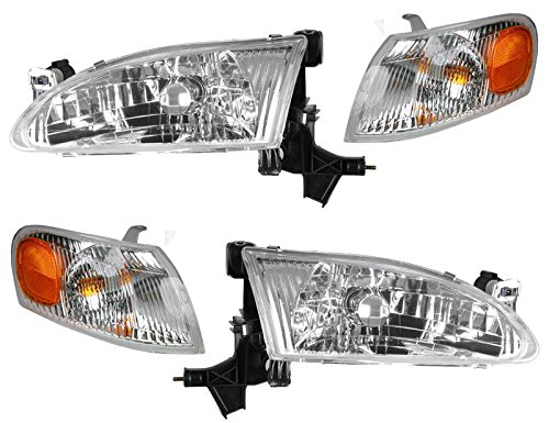 Headlights Headlamps & Corner Parking Lights Kit Set for 98-00 Toyota Corolla