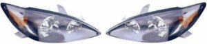 Headlights Headlamps w/ Black Trim Pair Set for 02-04 Toyota Camry SE