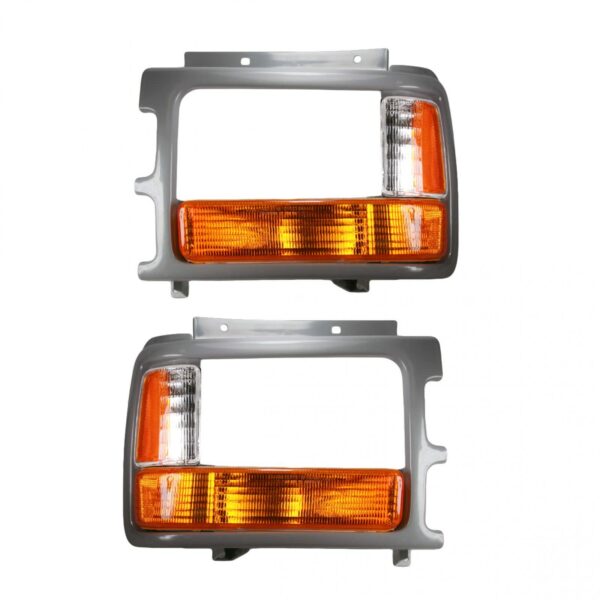 Corner Parking Light w/ Bezel Trim Pair Set for 91-96 Dodge Dakota Pickup Truck