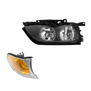Headlight and Corner Light with Chrome Trim RH Passenger for BMW 320i 325i 330i