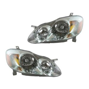 Front Headlights Headlamps Lights Lamps Pair Set for 03-04 Corolla S Model