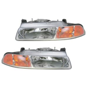 Headlights Headlamps Left & Right Pair Set for 95-00 Stratus Breeze Cirrus