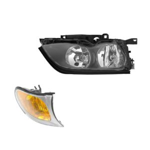 Headlight and Corner Light with Chrome Trim RH Passenger for BMW 320i 325i 330i