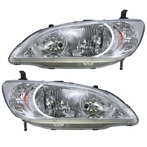 Front Headlights Headlamps Lights Lamps LH & RH Pair Set for 04-05 Honda Civic