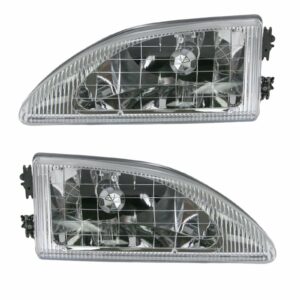 Headlights Headlamps Left & Right Pair Set Kit for 94-98 Ford Mustang Cobra