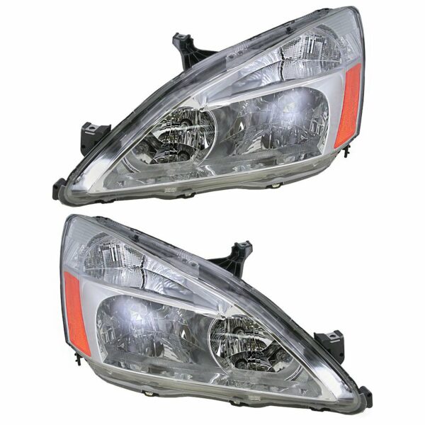 Headlights Headlamps Left & Right Pair Set for 03-07 Honda Accord