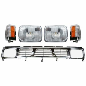 5 Piece Lighting Kit Headlights Grille Chrome Trim Corner Lights for Nissan D21 Hardbody Pickup