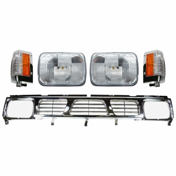5 Piece Lighting Kit Headlights Grille Chrome Trim Corner Lights for Nissan D21 Hardbody Pickup