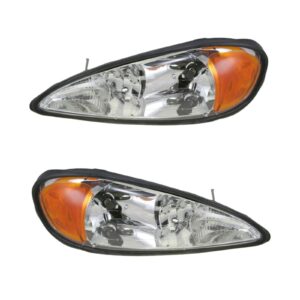 Headlights Headlamps Left & Right Pair Set for 99-05 Pontiac Grand Am