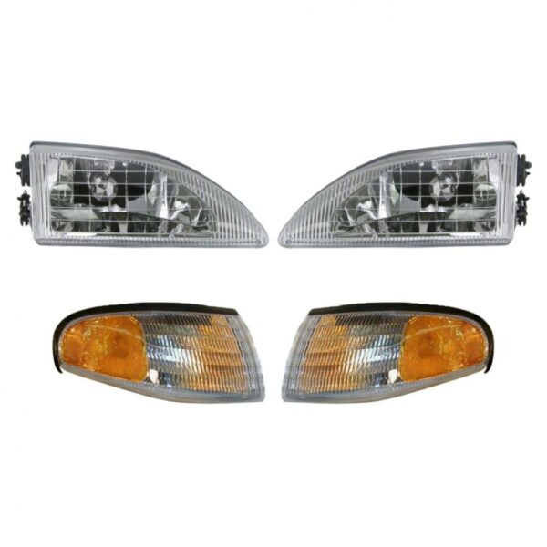 Headlights & Parking Corner Lights Left & Right Pair Set for 94-98 Mustang Cobra