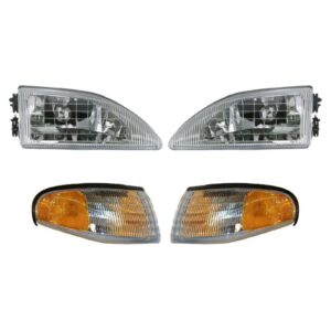 Headlights & Parking Corner Lights Left & Right Pair Set for 94-98 Mustang Cobra