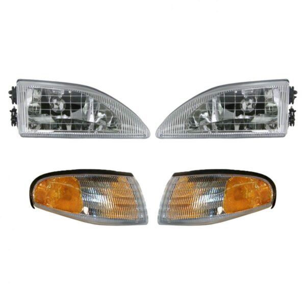 Headlights & Parking Corner Lights Left & Right Pair Set for 94-98 Mustang Cobra