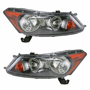 Front Headlights Headlamps Lights Lamps Pair Set Compatible With 08-12 Honda Accord Sedan