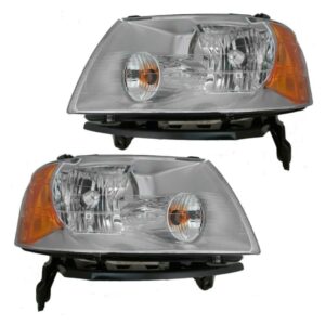 Headlights Headlamps Left & Right Pair Set for 05-07 Ford Freestyle