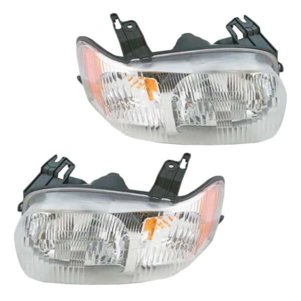 Headlights Headlamps Left & Right Pair Set for 01-04 Ford Escape
