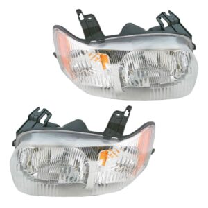 Headlights Headlamps Left & Right Pair Set for 01-04 Ford Escape