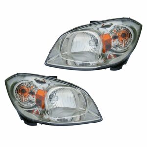 Smoked Lens Headlight Headlamp Left & Right Pair Set for Chevy Cobalt Pontiac G5