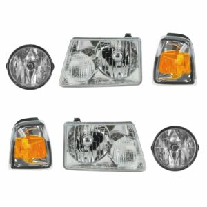 Headlight Fog Lamp Parking Light 4 Piece Kit Set for 08-11 Ford Ranger Truck