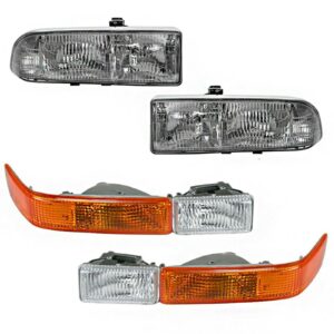 Headlight Parking Light Lamp LH RH 4 Piece Kit Silver for S10 Blazer Truck