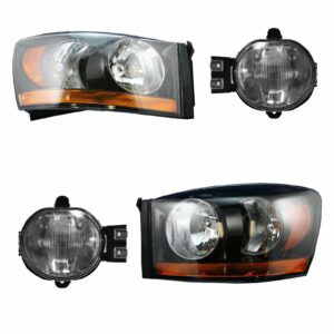 Headlight Fog Driving Light Lamp LH RH Kit Set of 4 for Dodge Ram Truck