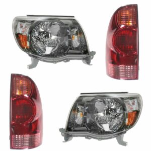 Headlight Tail Light Lamp Front Rear Kit Set of 4 Compatible with 05-08 Toyota Tacoma