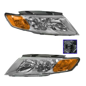 Chrome Insert Headlight Left & Right Pair Set For 09-10 Kia Magentis Optima