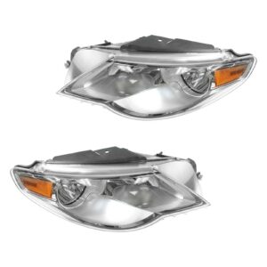 Headlight Headlamp Left & Right Pair Set of 2 Kit for 09-12 Volkswagen CC