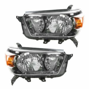 Front Headlight Headlamp Light Lamp Pair Set w/ Smoked Bezel for 10-13 4Runner