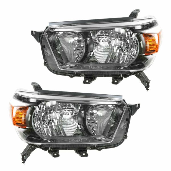 Front Headlight Headlamp Light Lamp Pair Set w/ Smoked Bezel for 10-13 4Runner