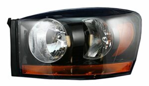 Headlight Headlamp w/ Black Bezel Driver Side Left LH for 06-08 Dodge Ram Truck