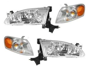 Headlights Headlamps & Corner Parking Lights Kit Set for 98-00 Toyota Corolla