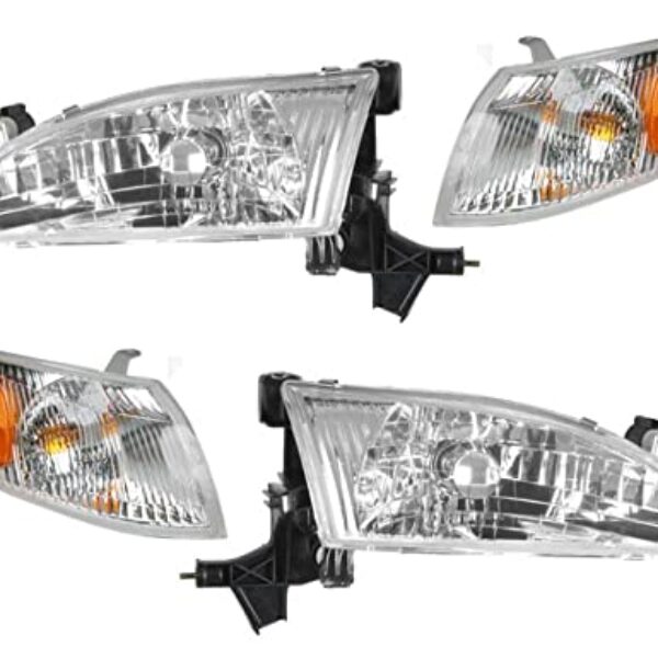 Headlights Headlamps & Corner Parking Lights Kit Set for 98-00 Toyota Corolla