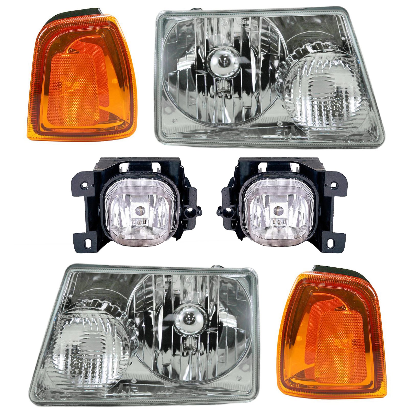 Headlight Fog Lamp Parking Light 4 Piece Kit Set for 04-05 Ford Ranger Truck